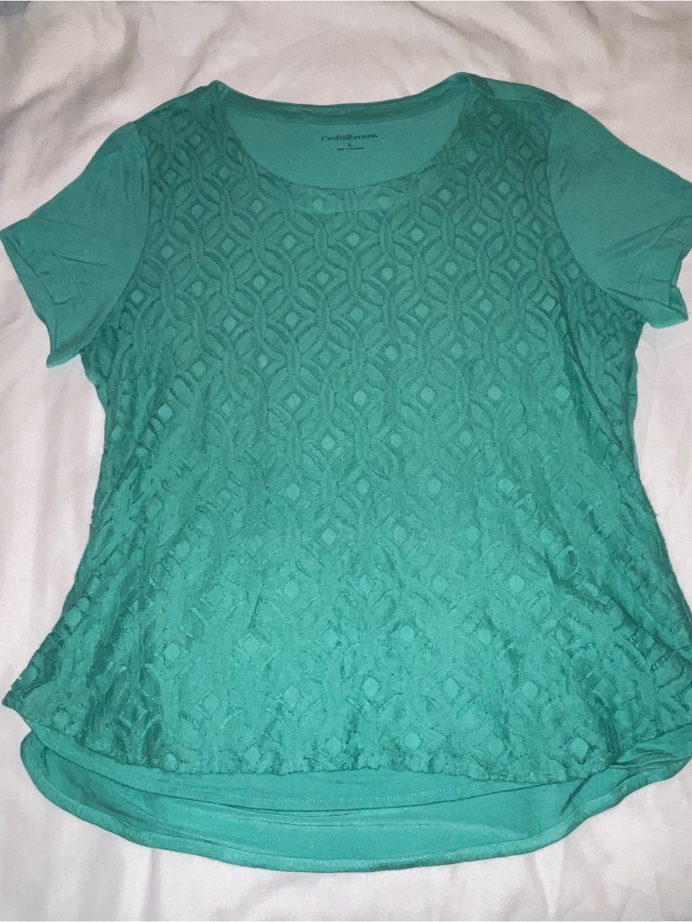 croft & barrow Teal Short-Sleeve Lace Front Tee